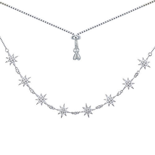 Women luxury fine jewelry 925 silver star charms diamonds necklace